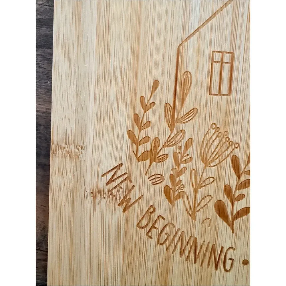 Bamboo Wood Cutting Serving Board - 'New Home' Engraved - Cheese charcuterie